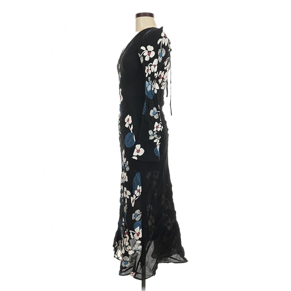 Mint Velvet Black Floral Midi Dress Size 6 Romantic Boho Wedding Guest - Picture 6 of 11